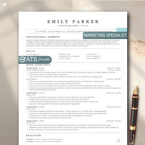 Marketing Professional ATS Resume Template Word Google Docs, Modern Executive Resume Minimalist CV Template Basic Simple Resume A4 US Letter