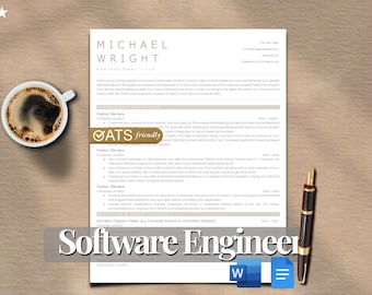 ATS対応履歴書テンプレート ソフトウェアエンジニア | ソフトウェア開発者履歴書 | ATS最適化履歴書 | Word & Google Docs | IT技術者履歴書 A4 USレター