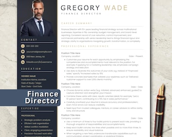 CV-sjabloon financieel directeur met foto | CV VP Financiën | CV hoofd financiën | Bewerkbaar woord | A4 en US Letter