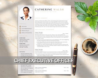 写真付きCEO履歴書テンプレート（Word形式）｜最高経営責任者（CEO）履歴書｜Cレベル役員履歴書｜プロフェッショナルリーダーシップ｜USレターサイズ＆A4サイズ