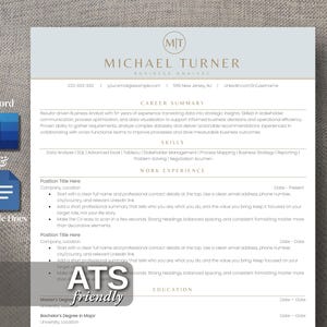 Business Analyst Resume Template ATS Word & Google Docs | Business Analyst CV | Data Analysis Resume| Professional Corporate Resume Template