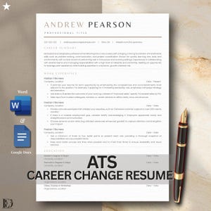 Career Change Resume Template | ATS Friendly CV for Career Transition | Professional Resume | Word & Google Docs | US Letter and A4