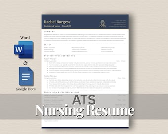 トラベルナース履歴書テンプレート Word Google Docs | ATS最適化済み | RNトラベラー履歴書 | 契約看護師履歴書 | 派遣看護師履歴書 | USレターサイズ A4