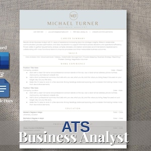 Business Analyst Resume Template ATS Word & Google Docs | Business Analyst CV | Data Analysis Resume| Professional Corporate Resume Template