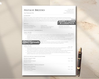 サプライチェーン履歴書テンプレート | ATS最適化済み | Word & Google Docs | 物流履歴書 | オペレーション | 調達 | A4およびUSレターサイズ