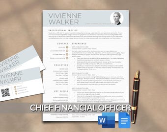 CFO履歴書テンプレート | 財務担当副社長 | 財務部長 | 経理部長 | シンプルでミニマル | Word & Google Docs | Cレベル役員向け履歴書 | 米国レターサイズ A4