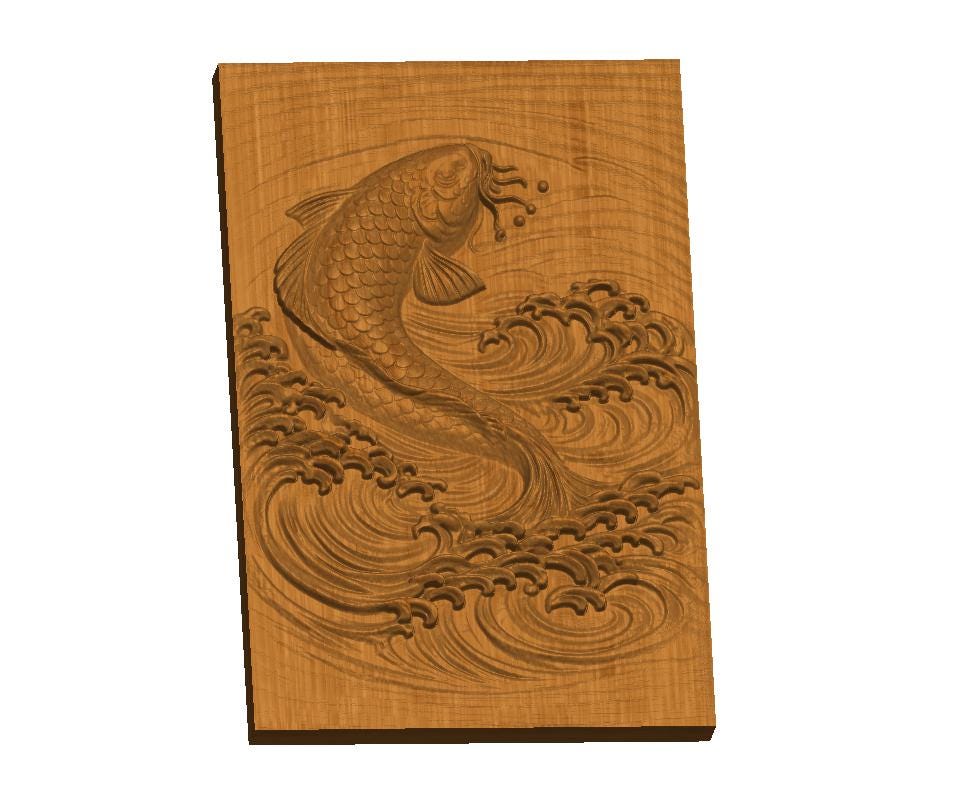 Koi Fish Relief for CNC Router – Digital Download (STL & STEP) - Etsy