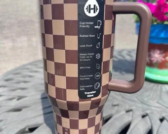 Personalized 40oz Engraved AUTUMN CHECKER Stainless Steel hydrojug tumbler