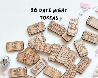 Date Night Tokens, Date Night Ideas, Valentine Gift for couple, Date Night Ideas for Couples, Valentines Tokens