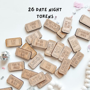 Date Night Tokens, Date Night Ideas, Valentine Gift for couple, Date Night Ideas for Couples, Valentines Tokens