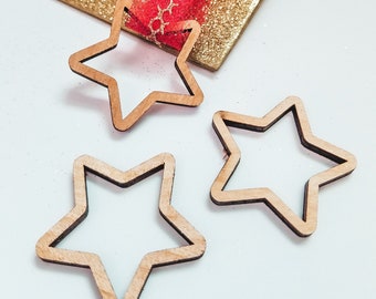 Star cutouts for junk journaling, craft stars, wood stars, whimsical star cutouts, small stars for crafting and diy projects, Pack of 3