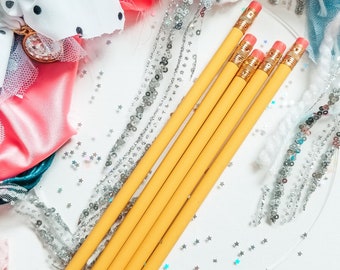 5 pencils in Light Yellow, personalized pencils for back to school supplies, engraved pencils for back to school, student supplies