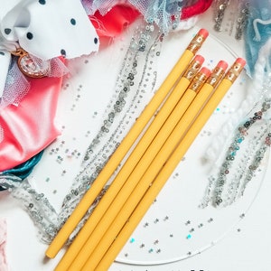 5 pencils in Light Yellow, personalized pencils for back to school supplies, engraved pencils for back to school, student supplies