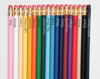 Crayons personnalisés-VOUS CHOISISSEZ 5 couleurs, crayons gravés au laser, cadeau de fin d'année scolaire pour enseignant, crayon étudiant, trouvailles stationnaires, crayon