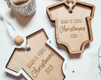 Baby's First Christmas 2023, Baby's First Christmas 2024 ornament, Select Finish, First Christmas Ornament, Baby Ornament, Baby Shower Gift