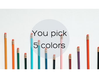 Crayons personnalisés-VOUS CHOISISSEZ 5 couleurs, crayons gravés au laser, cadeau de fin d'année scolaire pour enseignant, crayon étudiant, trouvailles stationnaires, crayon