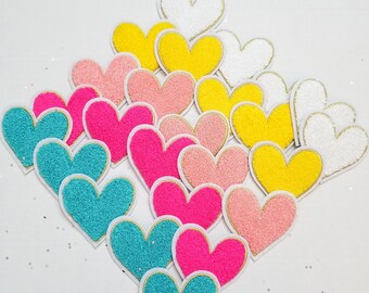 Heart Patch, Valentine Patch, Heart Iron on Patch, Valentine Iron on Patch, pink heart, white heart, yellow heart, blue heart,YOU PICK COLOR