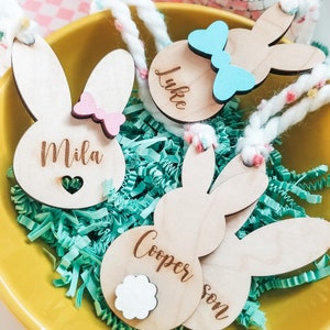 Personalized Easter Basket Tag, Personalized Tag, Basket Tags, Personalized Easter Tag, Easter Tags-UPDATE NEW Ribbon color_see description Bunny Tail