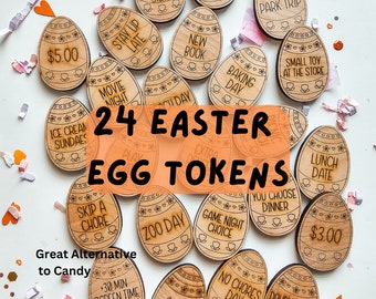 Easter Egg Tokens, 24 Easter Activities, Easter Egg Hunt Prize, Easter Tokens, Easter Egg Token Activities, Easter Alternative to Candy