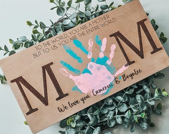 Mothers Day Gift Idea, Handprint Gift, Gift for Mom, Gift for Grandma, Personalized Handprint Keepsake for Mom, Mom Gift, Handprint Gift