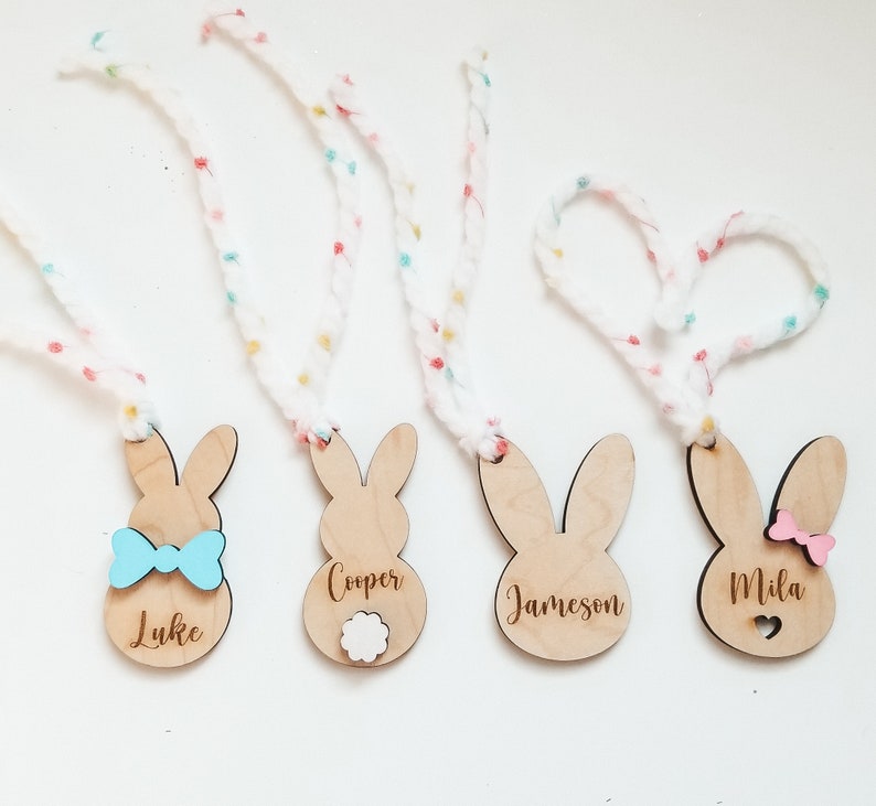 Personalized Easter Basket Tag, Personalized Tag, Basket Tags, Personalized Easter Tag, Easter Tags-UPDATE NEW Ribbon color_see description Plain Bunny Head