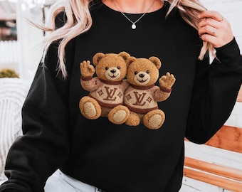 Teddy Bear Graphic Print Crew Neck Sweatshirt