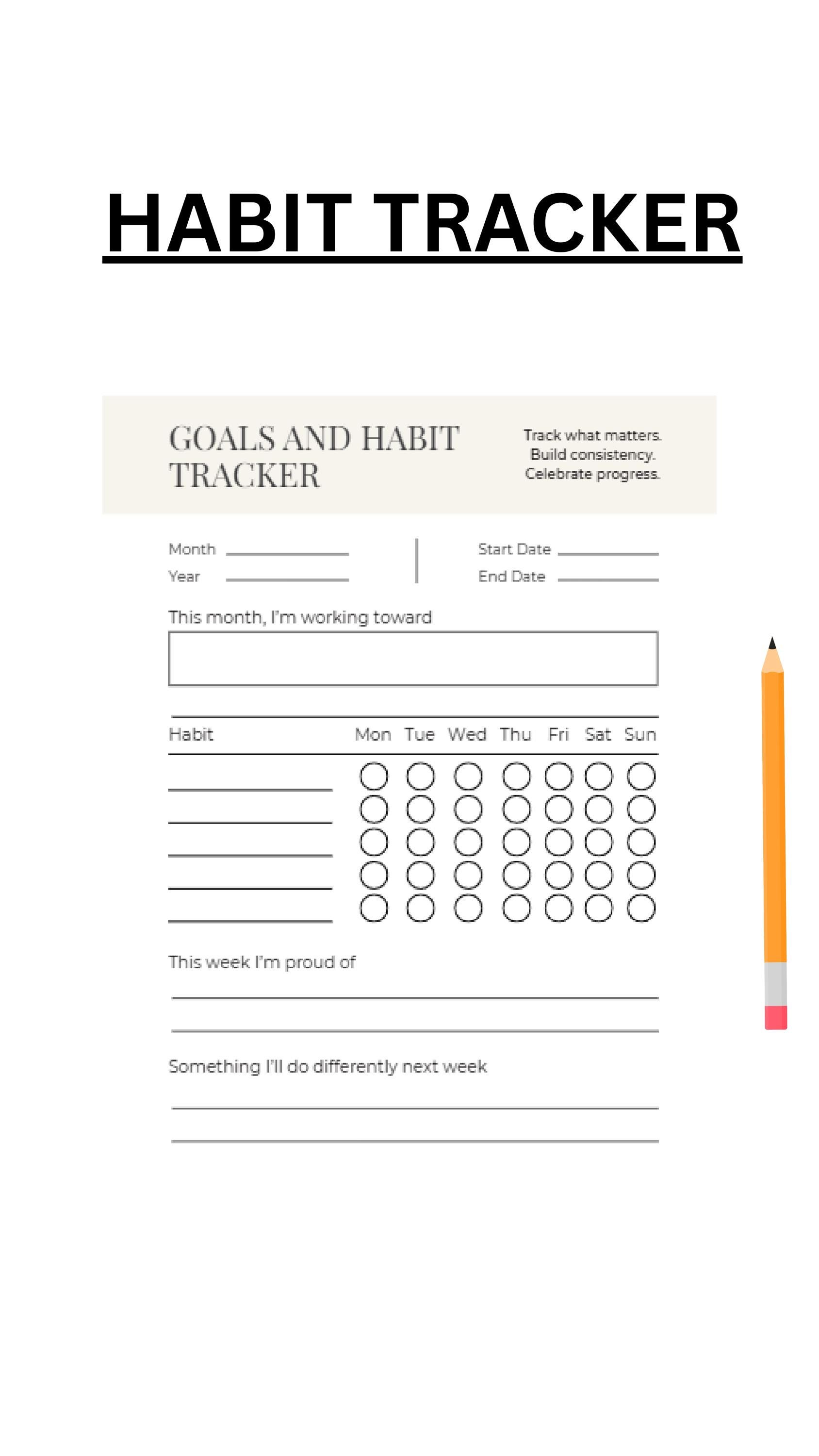 Minimalist Habit Tracker Printable | Daily Goals, Weekly Routine ...