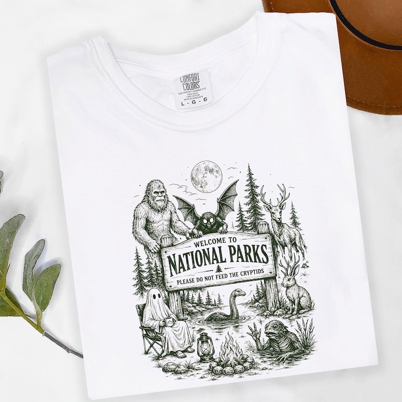 Retro Protect Our National Parks Tee,Cryptid T-Shirt,Bigfoot Mothman Ghost Wendigo Skull,Haunt Your Backyard Shirt,Hiking Gift,Comfy Outfit image 7