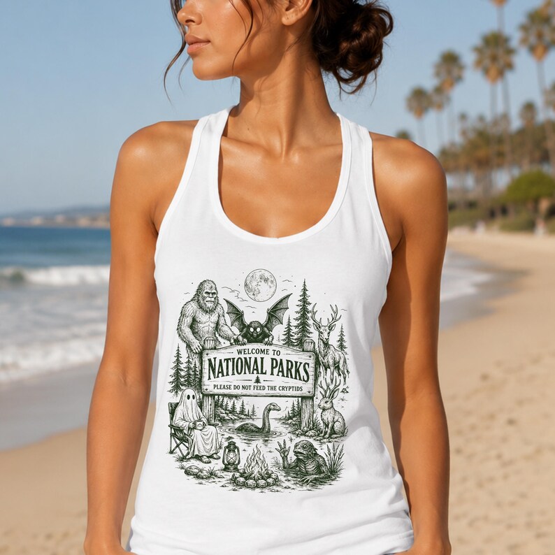 Retro Protect Our National Parks Tee,Cryptid T-Shirt,Bigfoot Mothman Ghost Wendigo Skull,Haunt Your Backyard Shirt,Hiking Gift,Comfy Outfit image 5