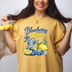 Blueberry Lemon Graphic Tee,Lemonade Shirt, Summer Lemon T-Shirt, Comfort Colors Retro Fruit Shirt, Cute Cottagecore Summer Gift for Her image 11