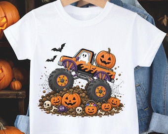 Truck T-Shirt, Monster Truck Shirt for Kids, Ghost Shirt, Spooky Season Toddler, Ghost Halloween Shirt, Truck Shirt, Halloween Matching Tee
