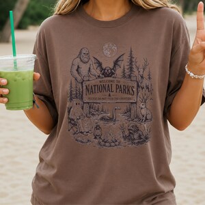 Retro Protect Our National Parks Tee,Cryptid T-Shirt,Bigfoot Mothman Ghost Wendigo Skull,Haunt Your Backyard Shirt,Hiking Gift,Comfy Outfit image 12