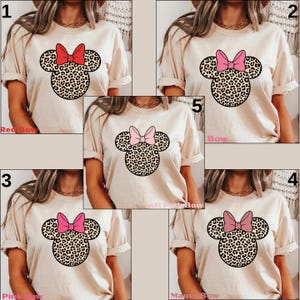 Custom Leopard Minnie Mouse Shirt, Cute Disney Mom Tee, Minnie Safari Kids Shirt, Minnie Mouse Birthday Shirt, Disney Family Vacation Shirts afbeelding 2