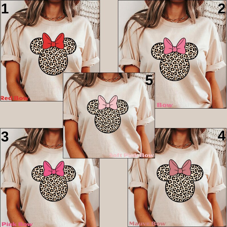Custom Leopard Minnie Mouse Shirt, Cute Disney Mom Tee, Minnie Safari Kids Shirt, Minnie Mouse Birthday Shirt, Disney Family Vacation Shirts afbeelding 2