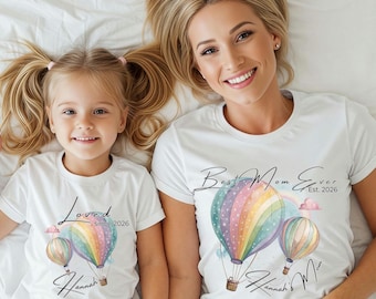 Set di magliette personalizzate per mamma e bambino con nome e anno, regalo, mamma e me, festa della mamma, vestito coordinato per mamma e figlia