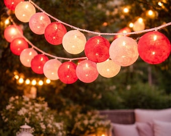 Cotton Ball String Lights, Warm White LED Fairy Lights, USB/Battery