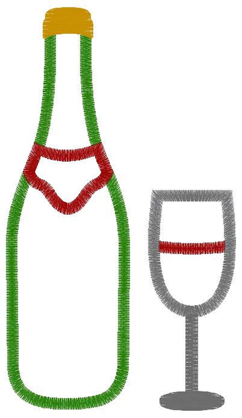Instant Download Wine Bottle Machine Embroidery Applique Etsy