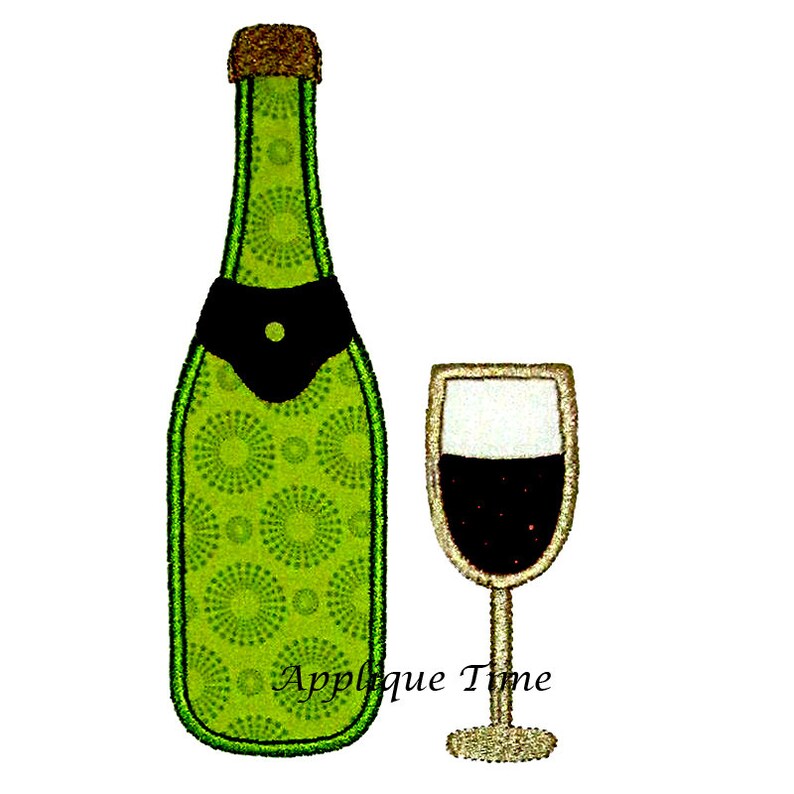 Instant Download Wine Bottle Machine Embroidery Applique Etsy