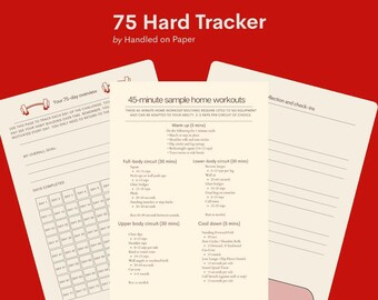 75 Hard Premium Planner PDF | Full Fitness Tracker | Daily Workout & Reflection | Digital Download