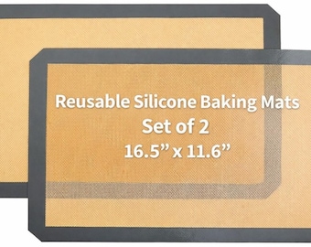 Reusable Silicone Baking Mats - Non-Stick Oven Sheets, Set of 2 (16 x 12 Inch)
