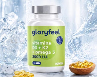 Vitamin D3 + K2 + Omega-3 5000 IU – All-Trans K2VITAL® in Bioavailable Triglyceride Form – 120 Softgels
