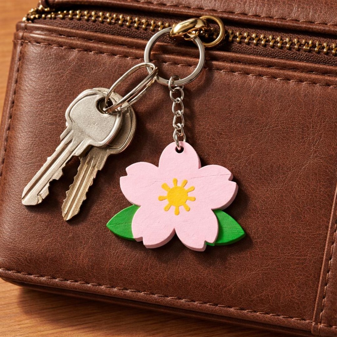 Peach Blossom Spring Keychain – 3D Printed Floral Charm, Hand-painted ...