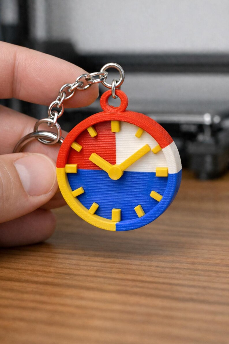 Multicolor 3D Printed Clock Face Keychain – Hand-painted Steampunk ...