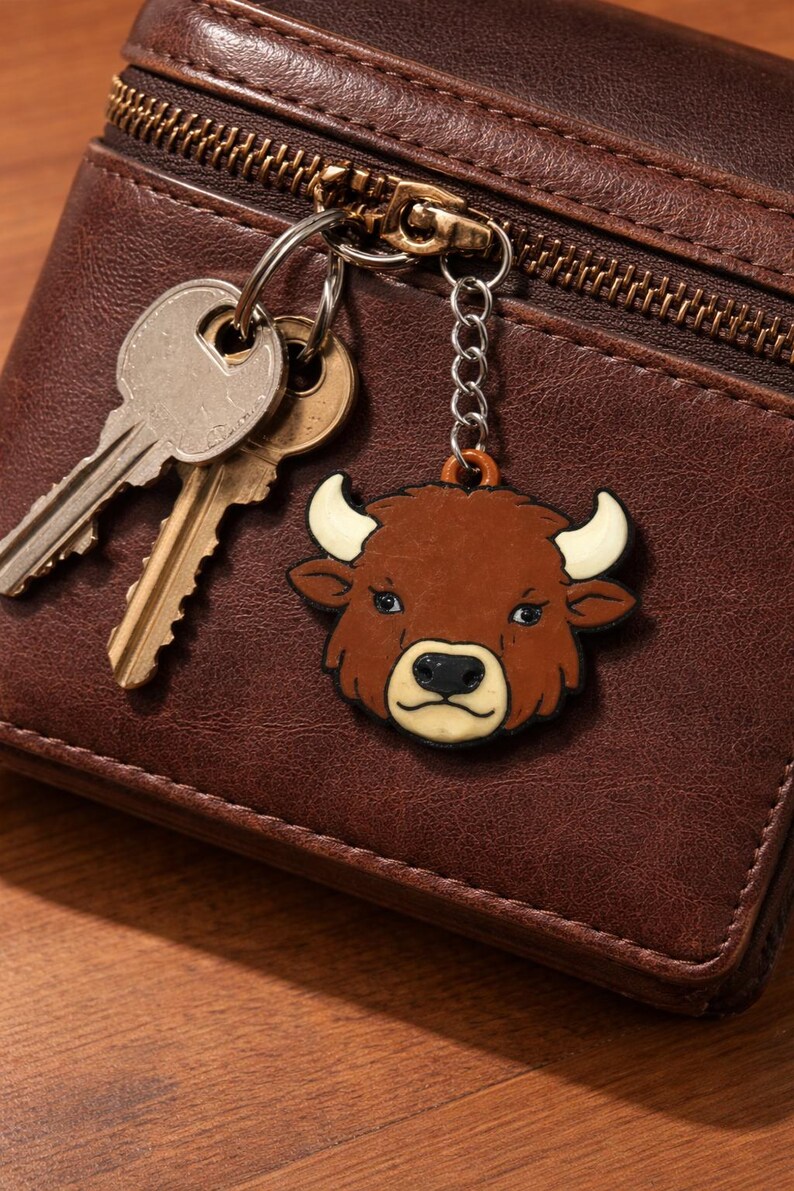 Buffalo Head Sculpture Keyring – Hand-painted 3D Printed Wildlife ...