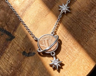 Genuine Silver Plated Muonionalusta Iron Meteorite Round Satellite Star Pendant-  10mm Muonionalusta Meteorite Healing Meteorite Jewellery