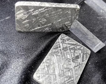 Muonionalusta Meteorite Safety Amulet Pendant | 41x30x4mm Iron Meteorite Slab | Widmanstätten Pattern | Ring Making Material / Necklace