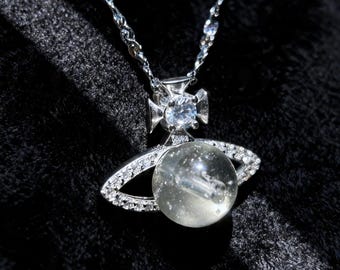 Libyan Desert Glass Necklace, 925 Silver Pendant And Chain, Meteorite Impact Glass Bead, Minimalist Celestial Jewelry, Gift for Her/Him