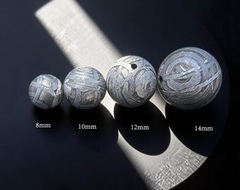 Eisen Meteorit Perlen Set - 3 Stück oder 6 Stück Natürliche Eisen Nickel Edelstein Kugeln (8 - 14 mm) | Widmanstätten Muster | Raw Space Bead Zubehör