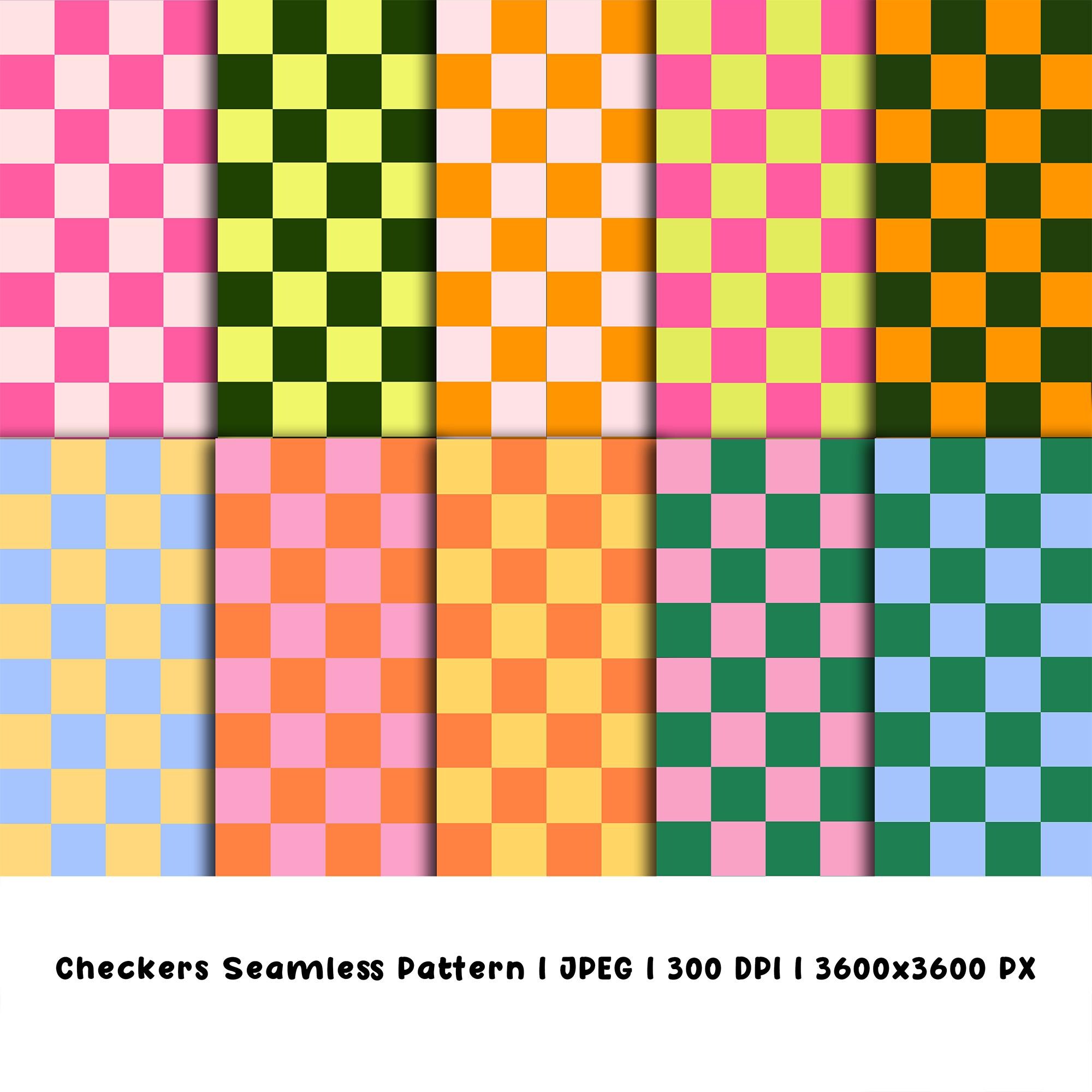 Colorful Checkerboard Seamless Patterns | Colorful Square Digital Paper ...