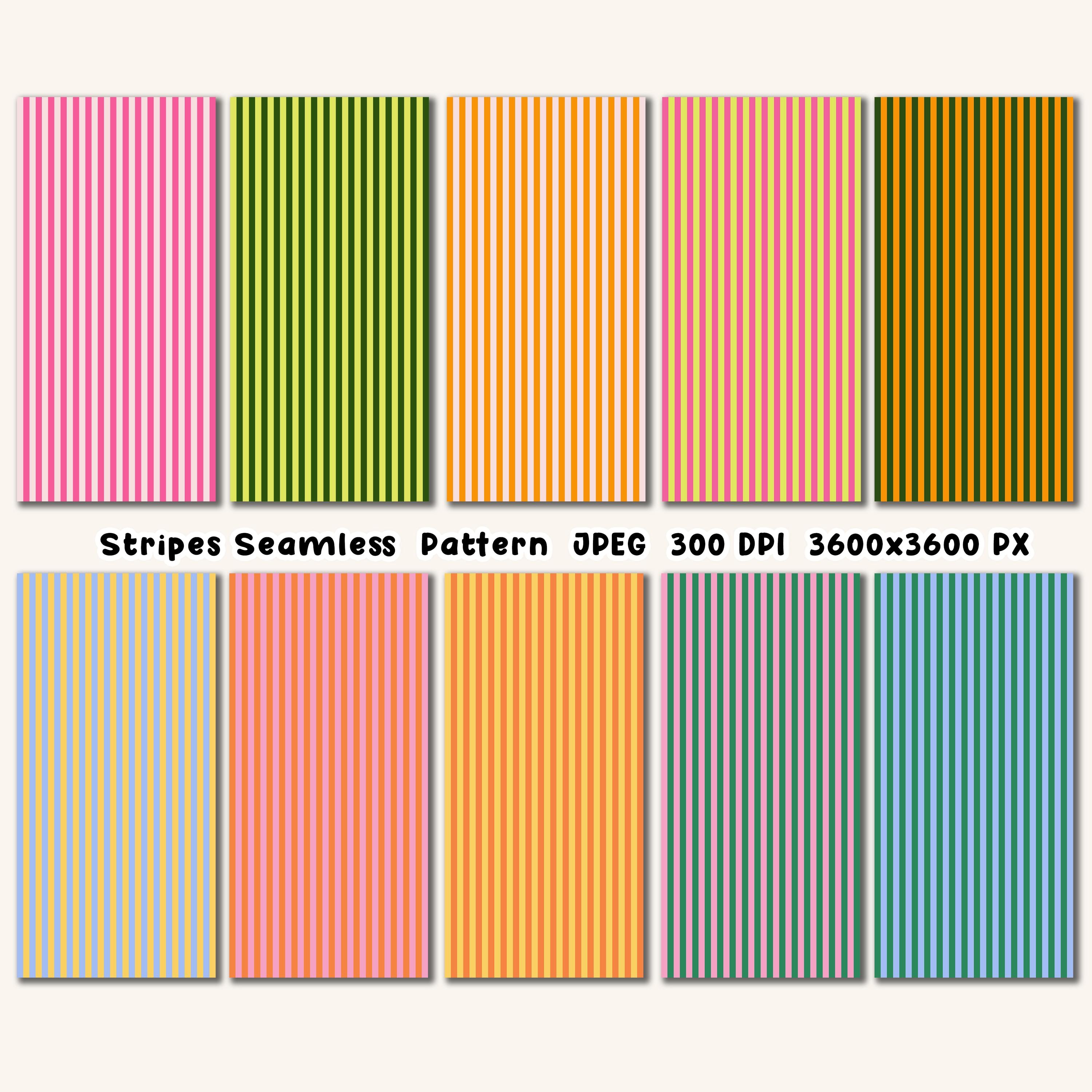 Stripes Digital Papers | Colorful Seamless Patterns | Printable Digital ...